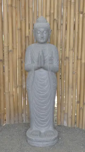Product image of the product “Standing Buddha made of Riverstone, position Namaskara , H. 118cm. ”